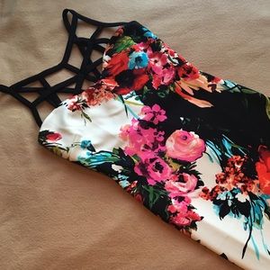 NWOT Venus Sexy Little Black & White Floral Dress